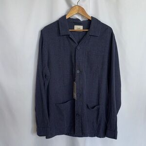 Folk x Monocle Men's Linen Cotton Overshirt Mid Blue Size XL NWT